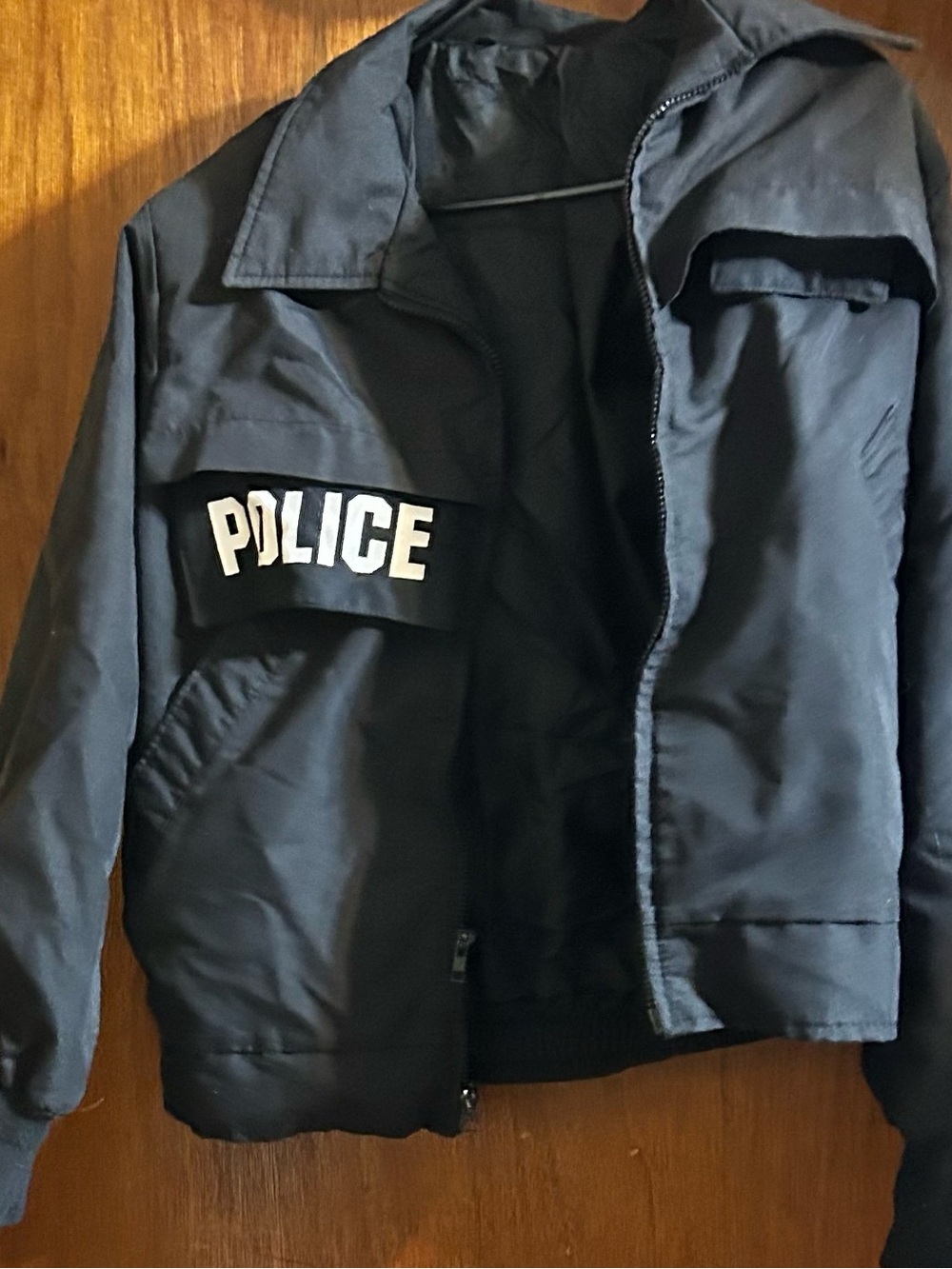 Kids Black Police Patch Jacket - Unbranded